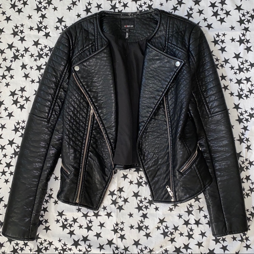 Vegan Leather Moto Jacket sz M